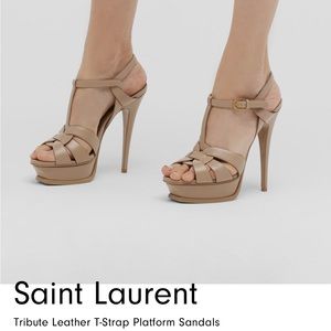 Saint Laurent
Tribute Leather T-Strap Platform Sandals